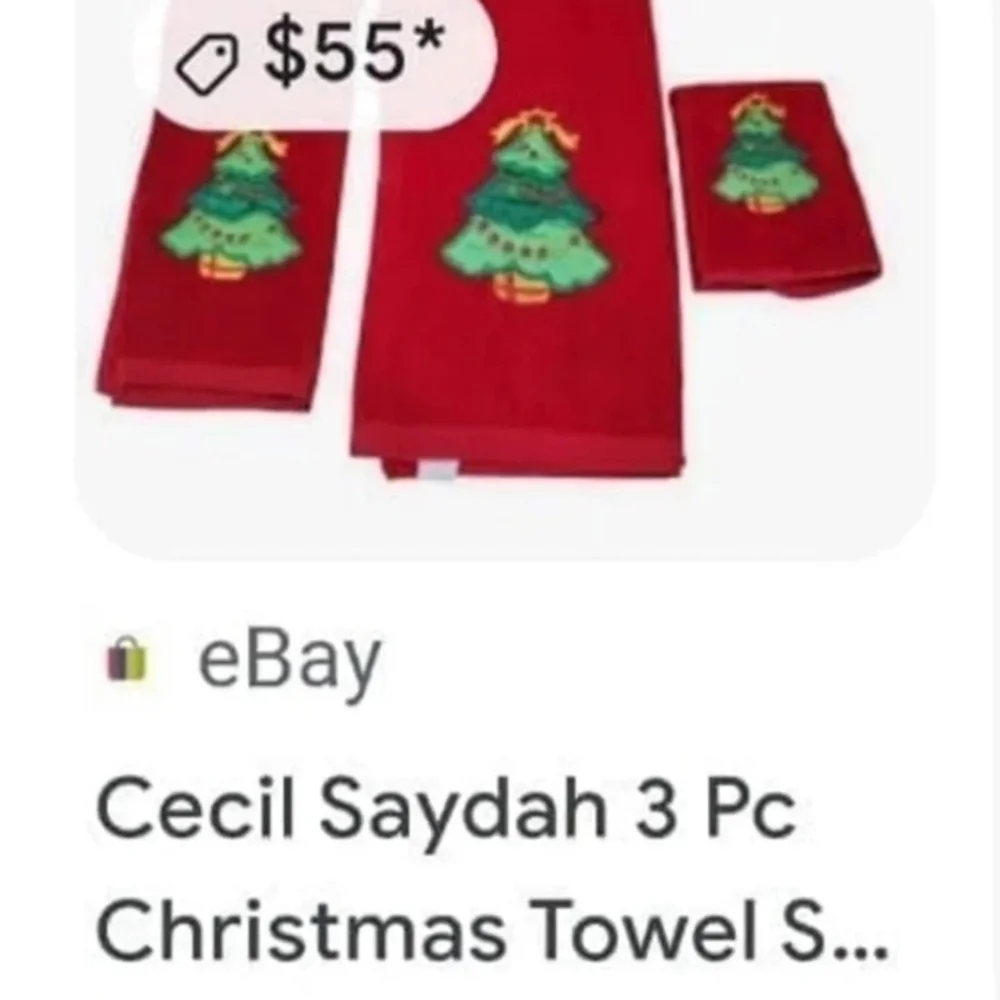 Y2k Cecil Saydah Christmas Bath Towels Set of 6 - Red/Green LIKE NEW!